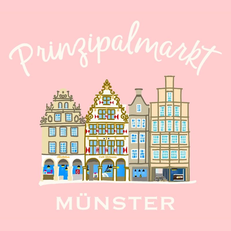 Münster Prinzipalmarkt handgezeichnete Häuserzeile