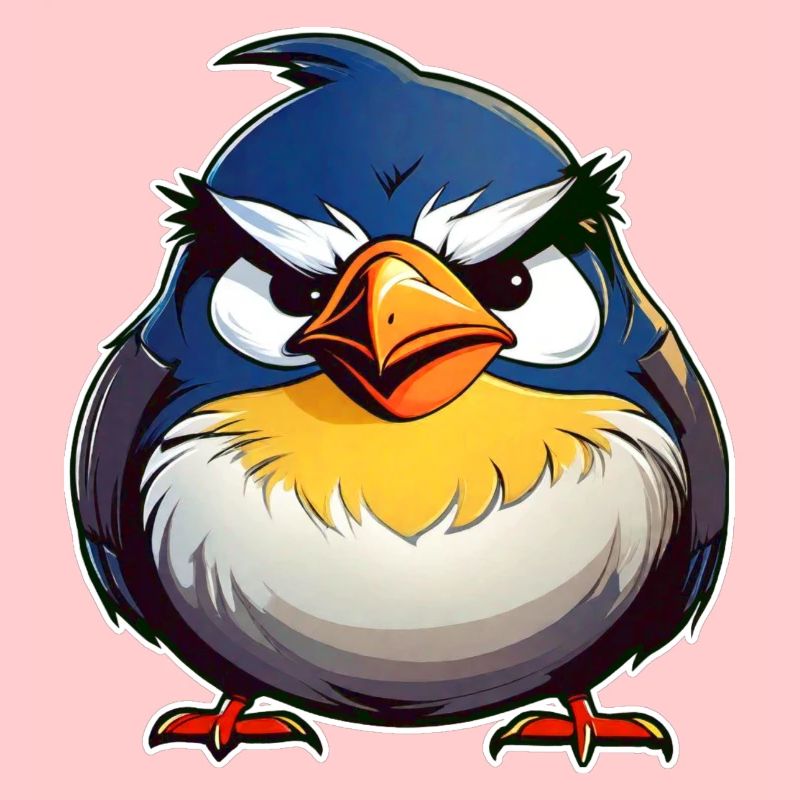 Kleiner grimmiger dicker Vogel