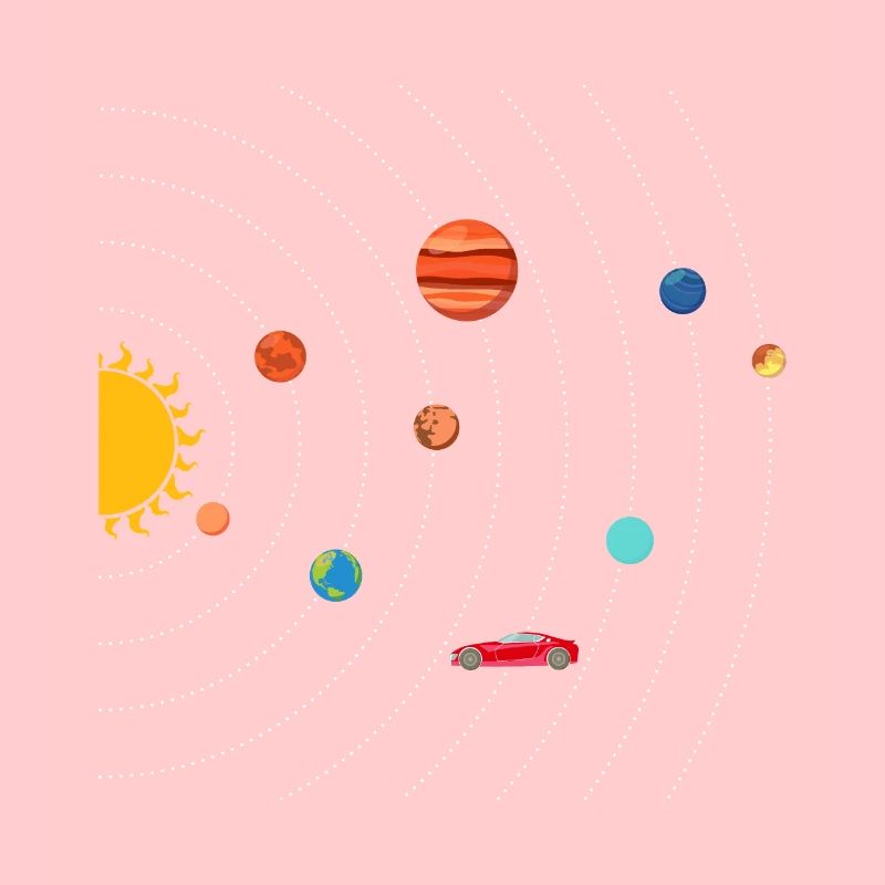 Tesla in Space Solar System SpaceX