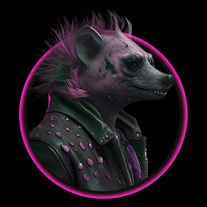 pink punk hyena in leather jacket