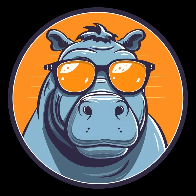 Nilpferd mit Sonnenbrille, Nilpferd, Wasserpferd