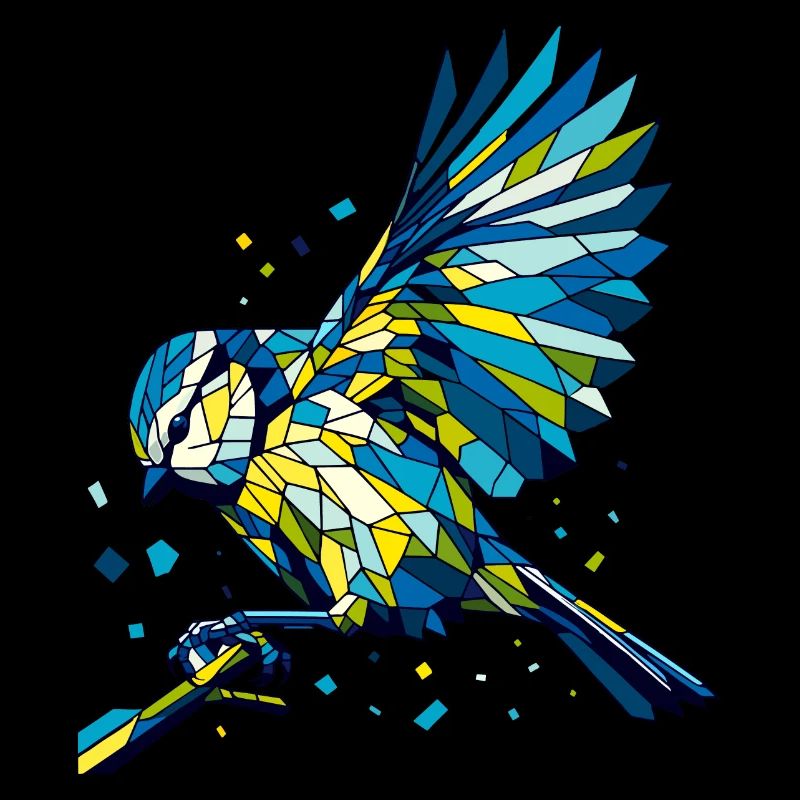 Blaumeise Polygon bunt