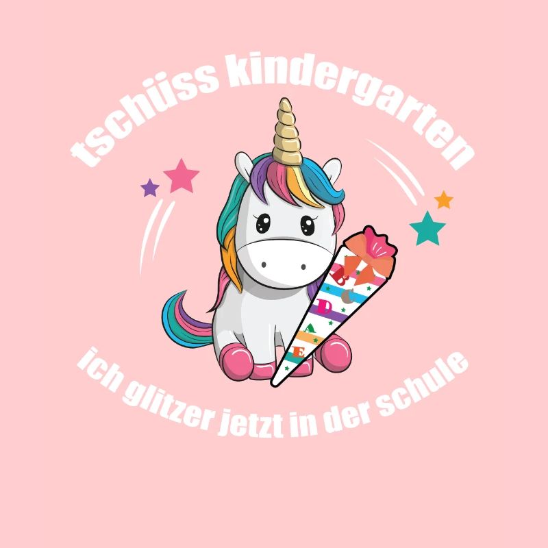 Tschüss Kindergarten Einhorn mit Schultüte
