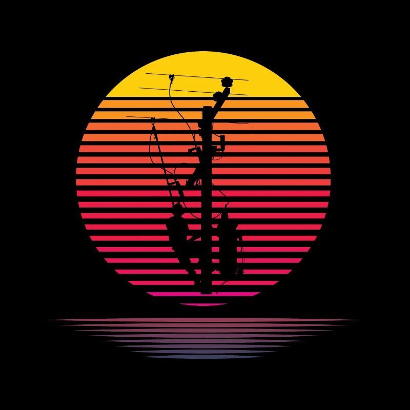 Silhouette de monteur de lignes rétro