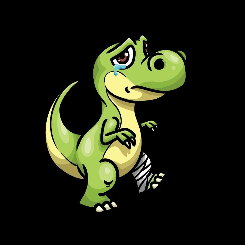 Broken leg Crying dino with a broken leg