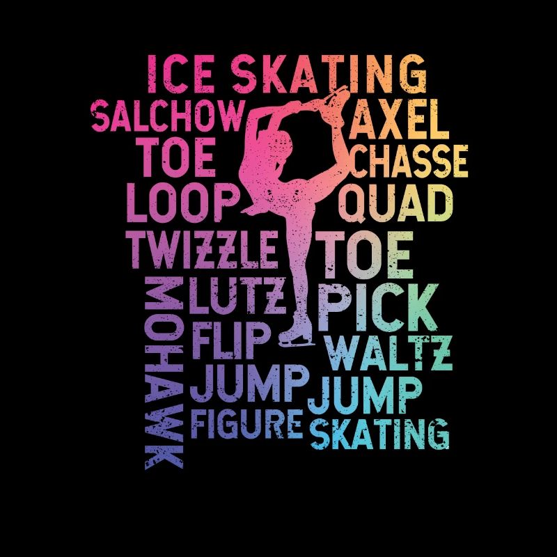 Eislaufen Thema Regenbogen Typografie Lustige