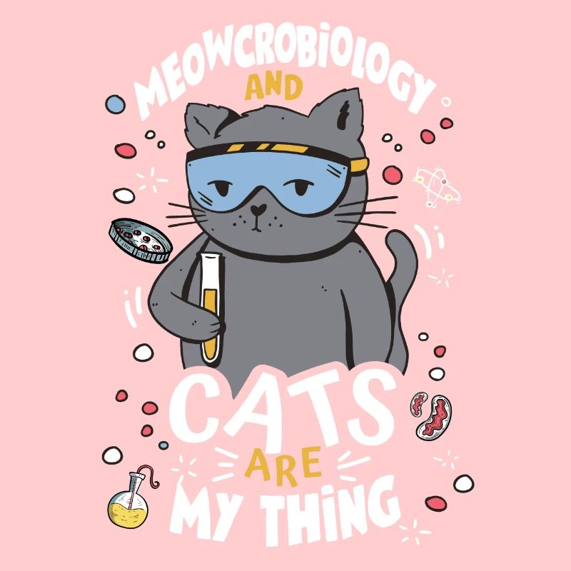 Microbiologiste Cat Lab Cartoon