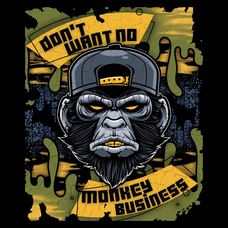 Affe, Monkey-Affe, lustiger Spruch Monkey-Business