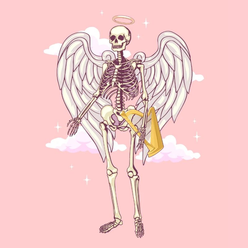 Angelcore Aesthetic Gothic Engel Skelett Schädel