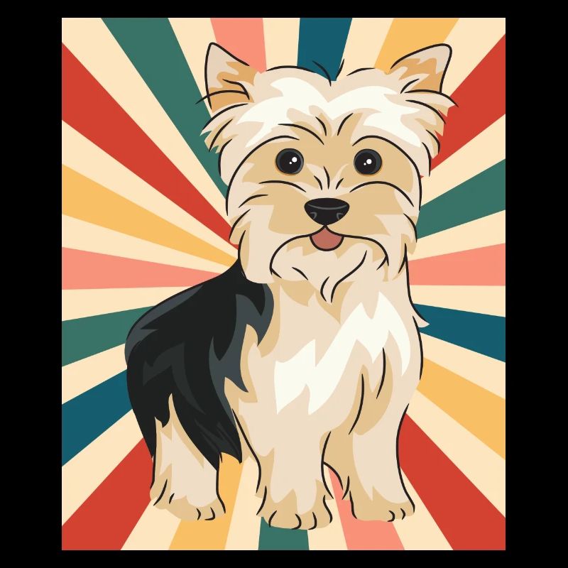 Cute Yorkshire Terrier Dog Breed 80s 90s Retro