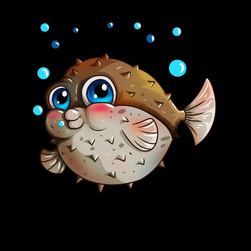 Kugelfisch mit Luftblasen Angler Kinder Geschenk