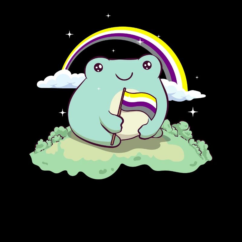 Non-binary Pride Flag Cute Frog Subtle