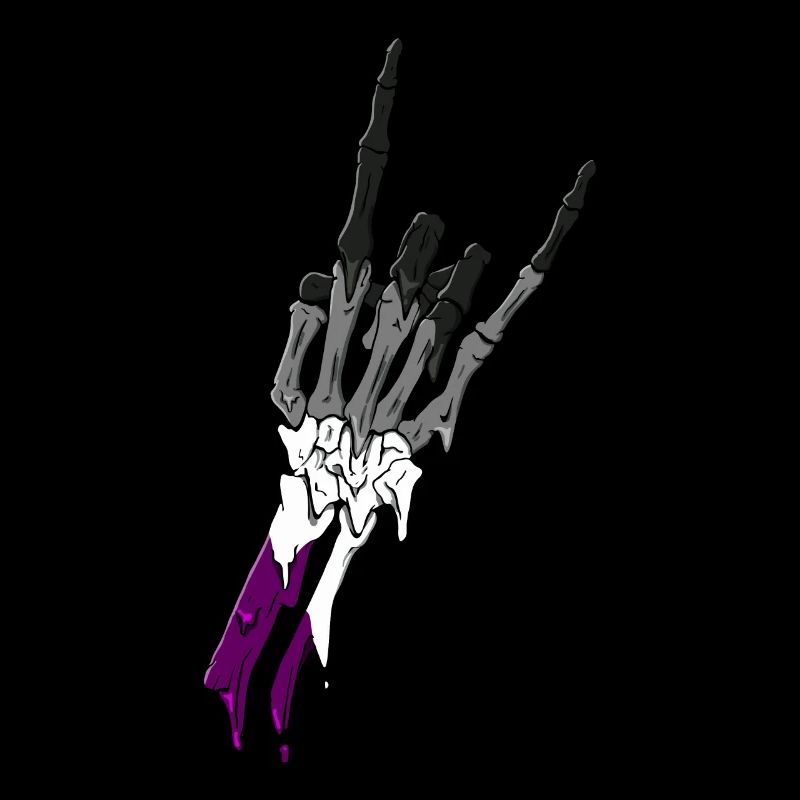 Asexual Pride Ace Flag Devil Horn Skeleton Subtle