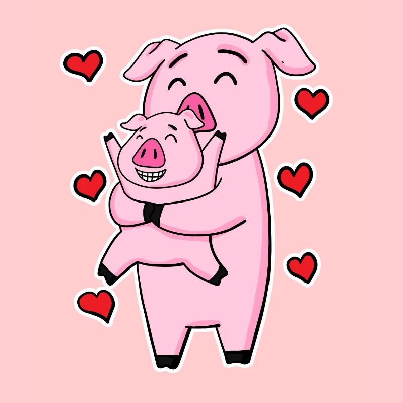 Famille de cochons - Cochon avec bébé
