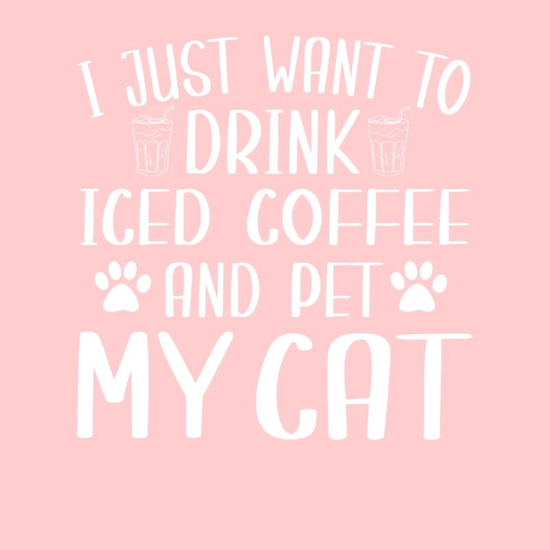 Café glacé mignon et fan de chats