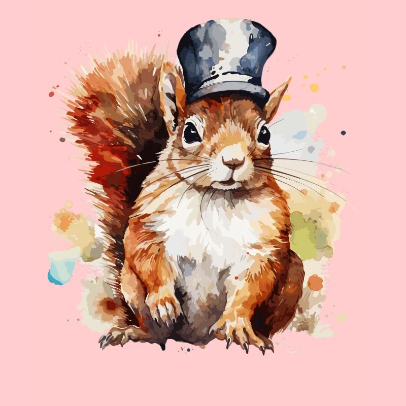 Aquarell Eichhörnchen Eisenbahner