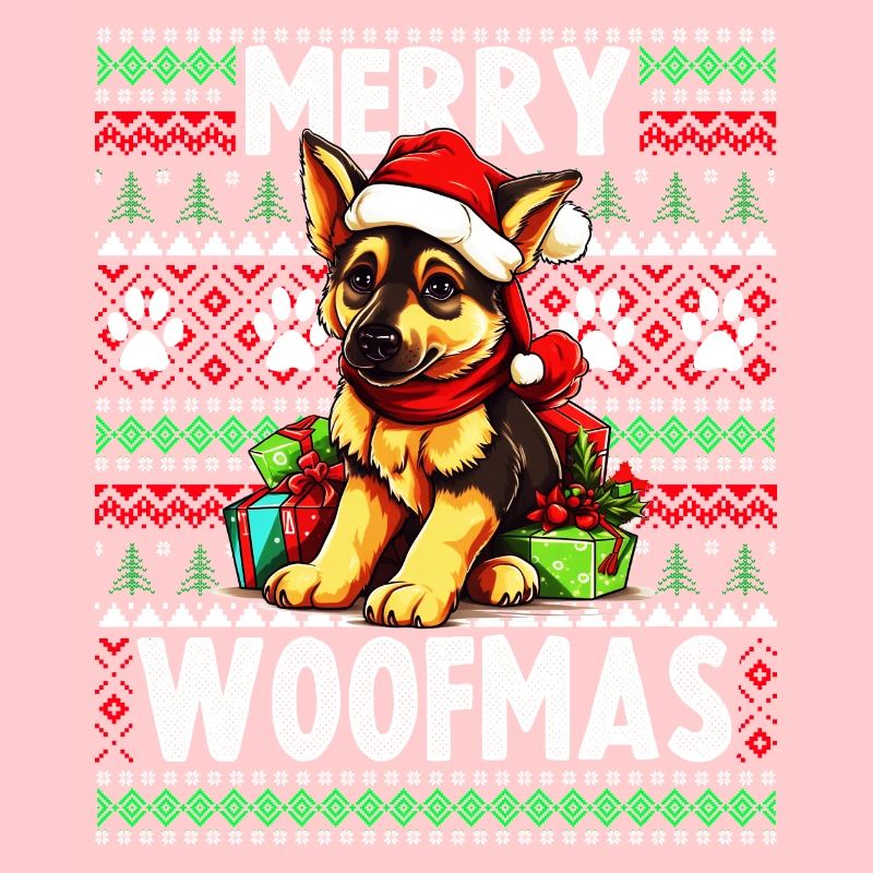 Niedlicher Deutscher Schäferhund Weihnachtsdesign - Merry