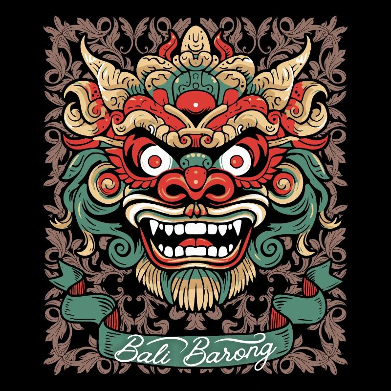 Masque d’Asie, divinité indonésienne Barong, Bali