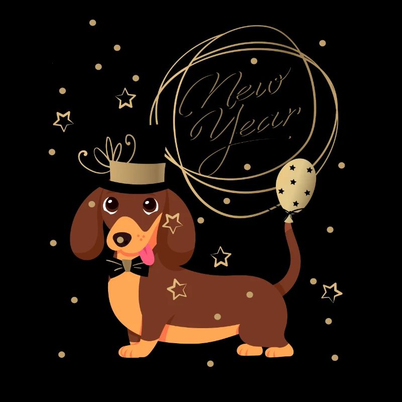 Neujahrsdackel, Dackel, Happy New Year, Silvester