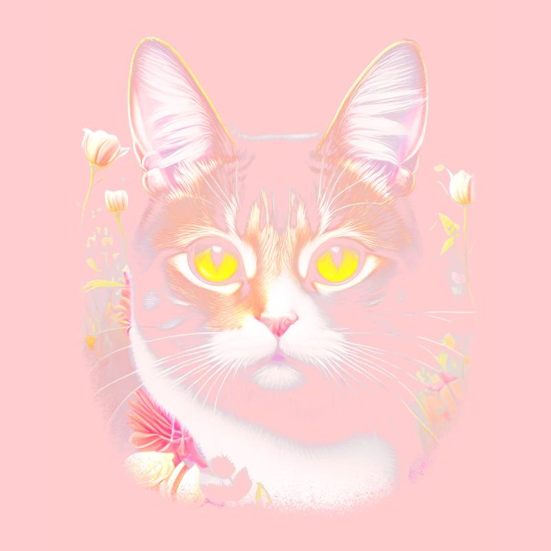 Chat mignon comme portrait avec des fleurs