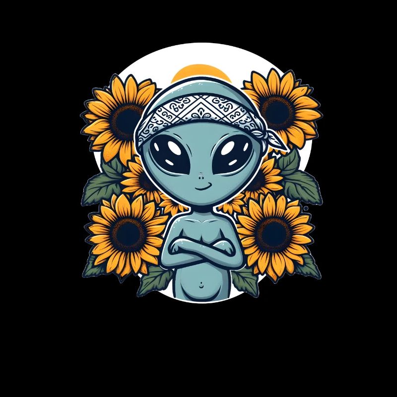 Alien Bandana Sonnenblumen Sci-Fi