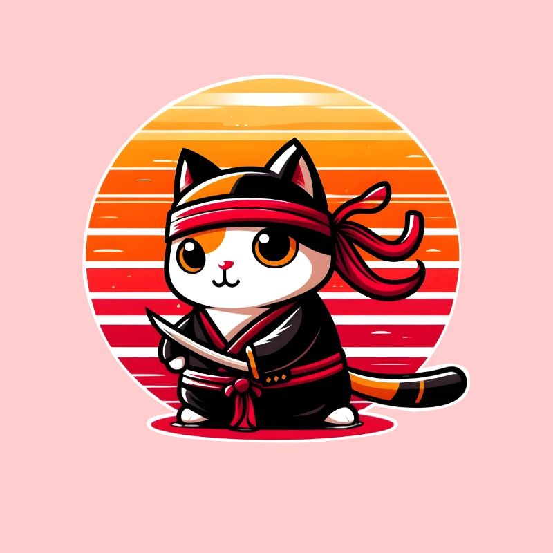 Ninja-Katze im Sonnenuntergang