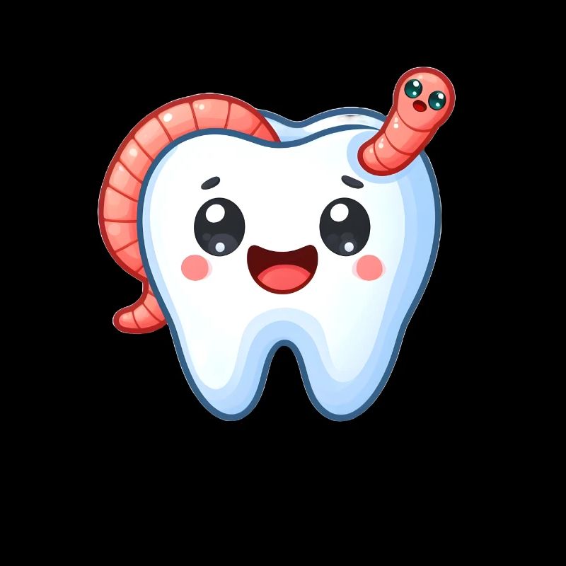 Funny tooth with worm