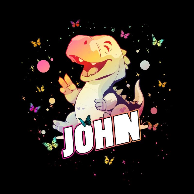 JOHN - Schöner Junge Name mit süßem DINO T-REX