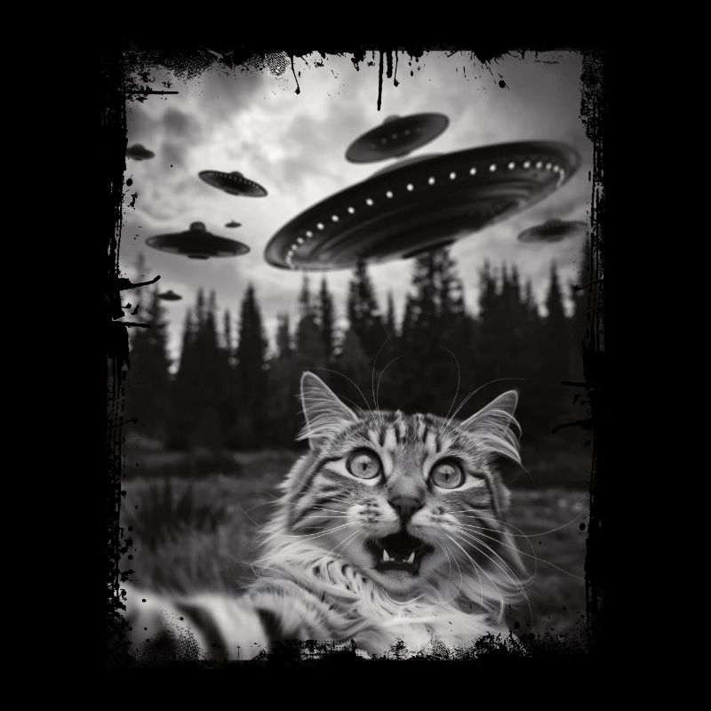 Funny Cat Selfie UFO Graphic