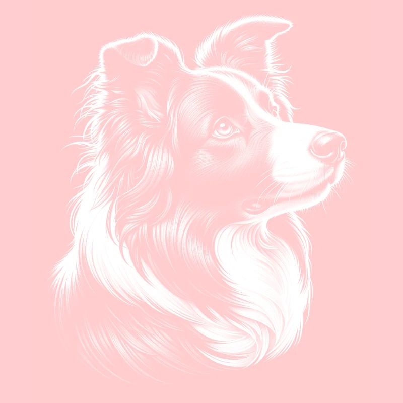 Cute Border Collie - Cool Black White Portrait