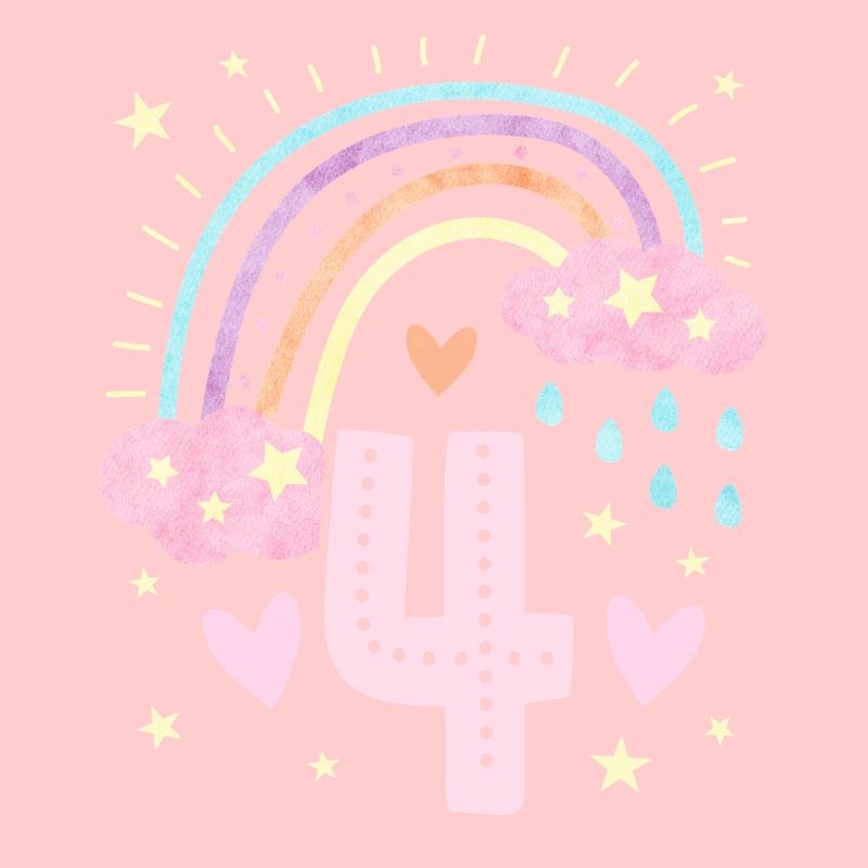 Geburtstag 4 Mädchen Regenbogen Fee Vier 4 Jahre