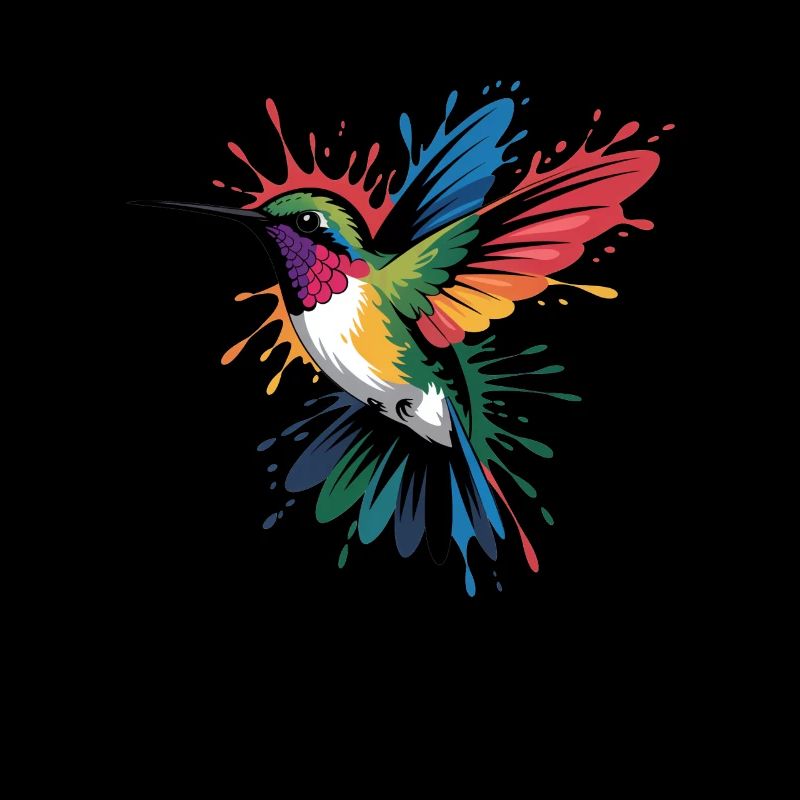 Colibri coloré avec explosion de couleurs