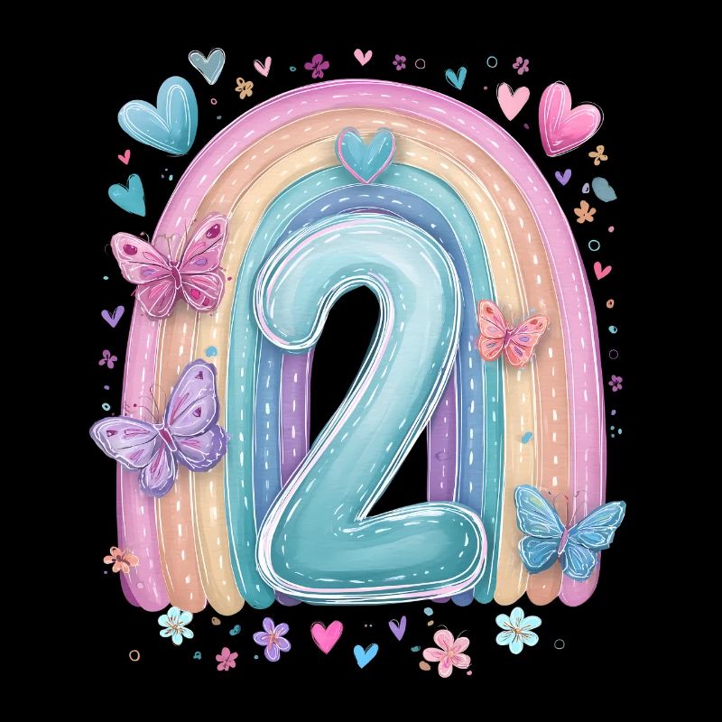 Arc-en-ciel pastel 2 ans Deuxième anniversaire