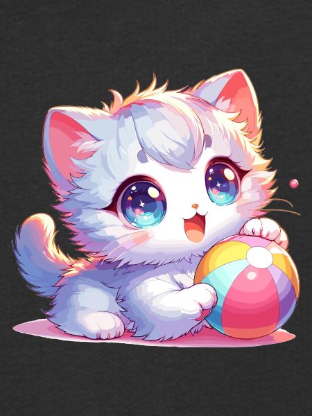 Gatto anime che gioca con una palla