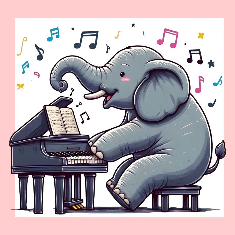 Éléphant au piano