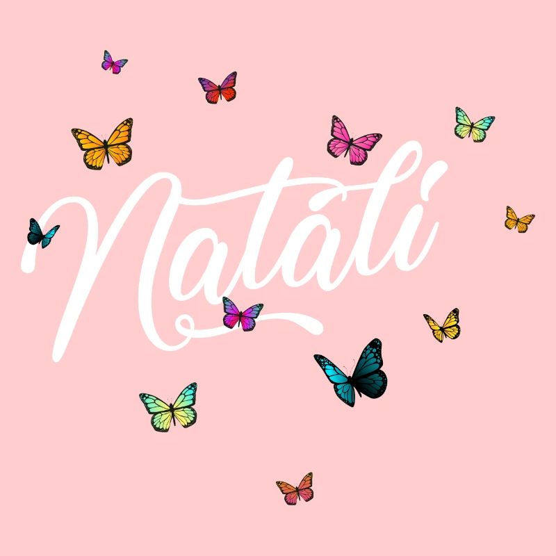 NATALI - Mädchen Name mit bunten Schmetterlingen