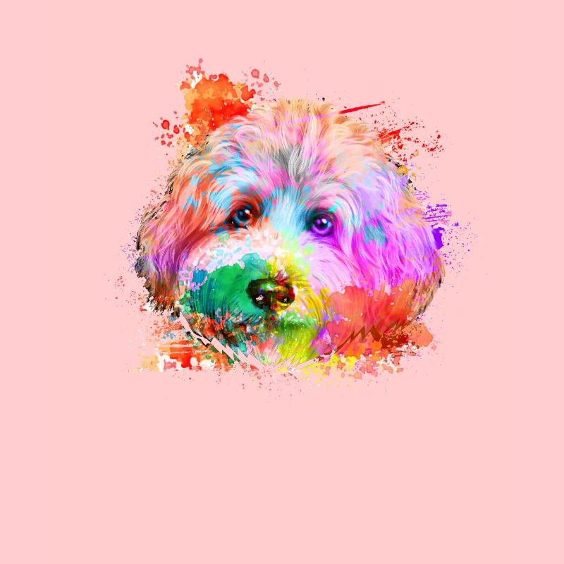 Portrait coloré Golden Doodle - doodle doré