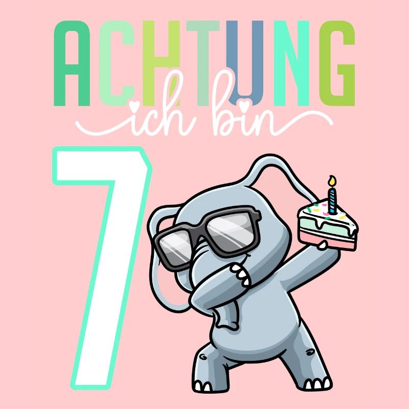 7. Geburtstag 7 Jahre Elefant Junge Mädchen