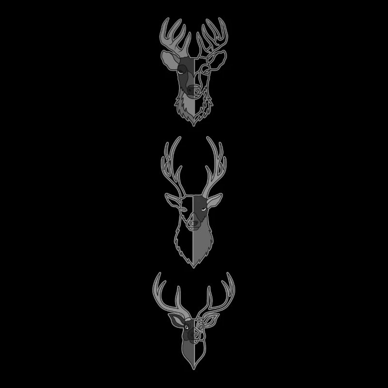 Three Grey Deer - Forest Animal Graphic Design