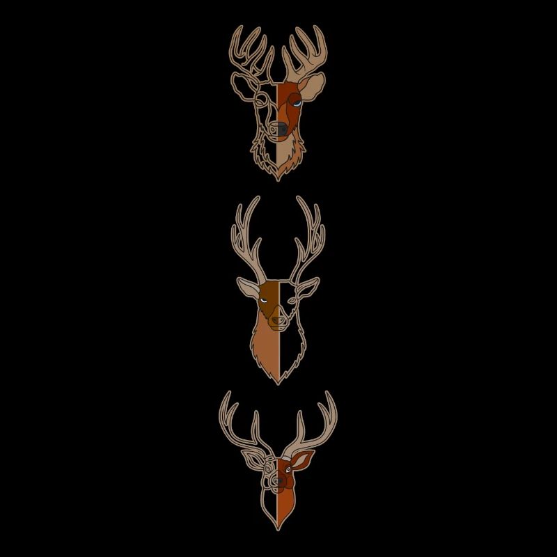 Drei graue Hirsche - Waldtier Grafik Design
