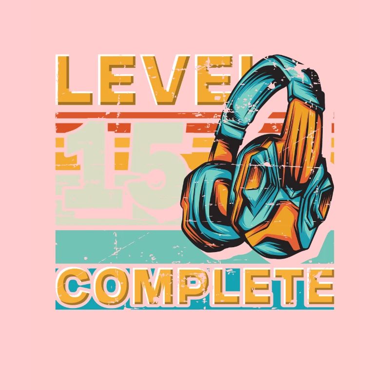 Gaming Birthday Level 15 Complete for gamers.