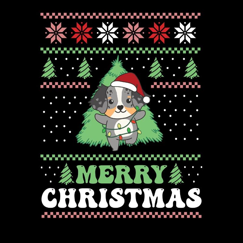 Christmas retro ugly christmas Australian Shepherd
