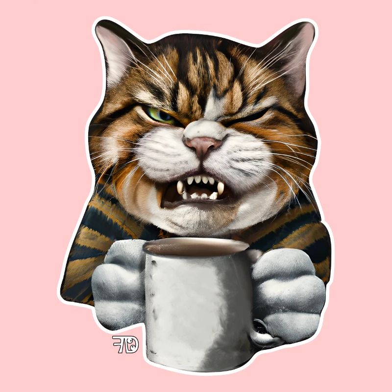 Müde Katze mit schlechter Laune lustiges