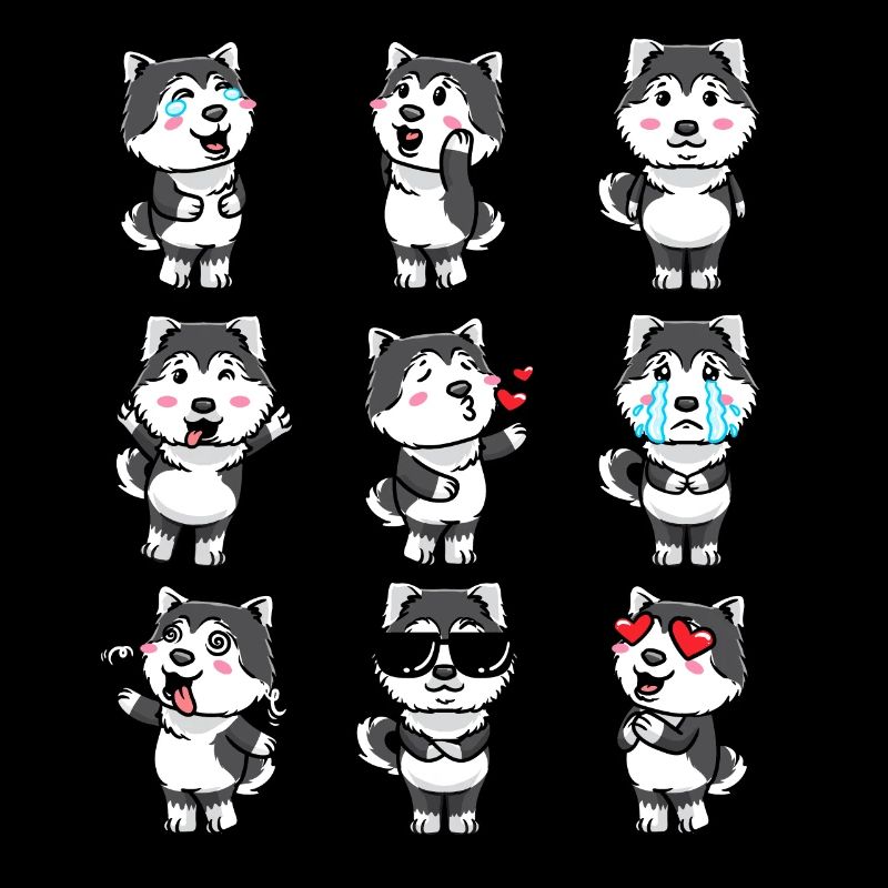 Pomsky Hund Emoticons