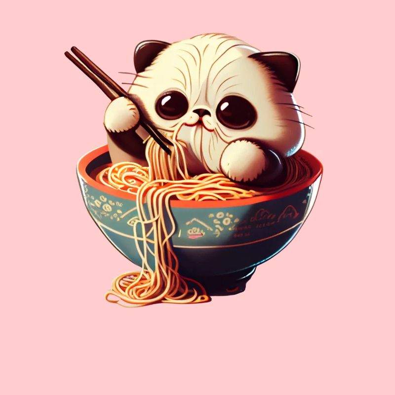 But first ramen cute cat eats ramen