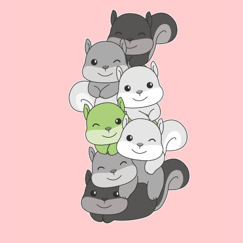 Agender Flag Pride LGBTQ Cute Squirrel Stack