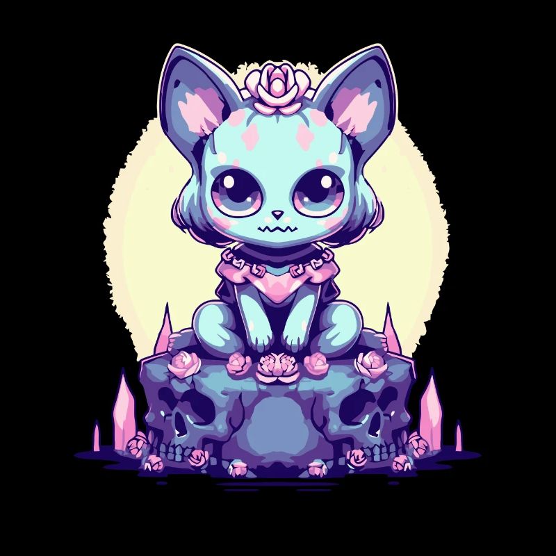 Kawaii Pastel Goth Mignon Chat Sorcière Effrayant