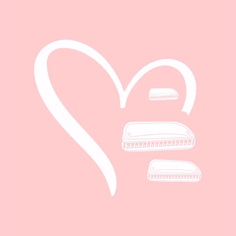 Three Harmonicas In a Heart Harmonica Mouth Organ