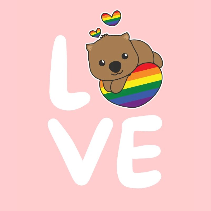 Rainbow Flag Pride LGBTQ Mignon Wombat Love