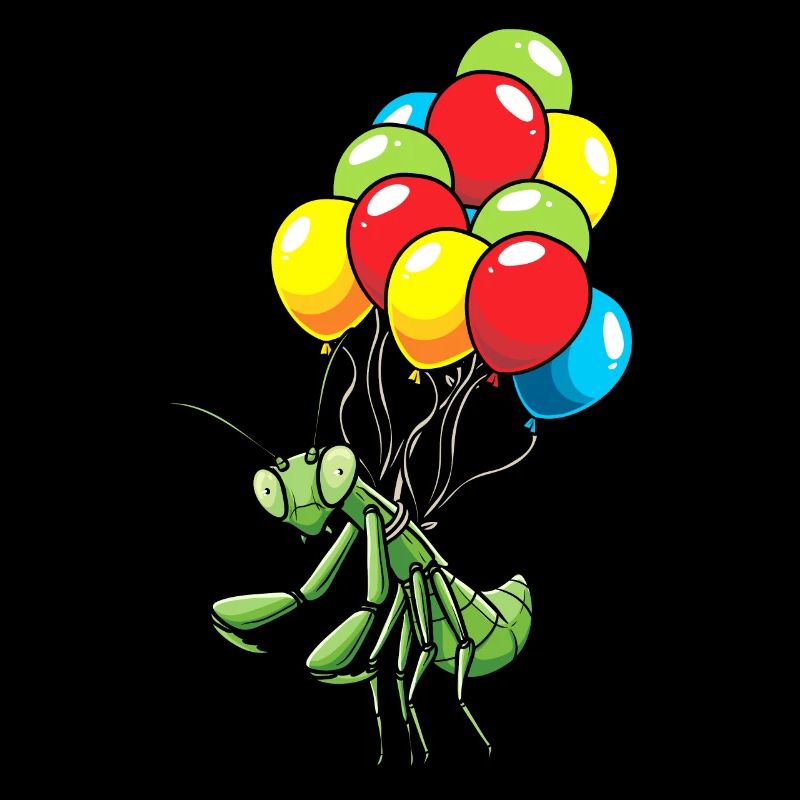 An Luftballons Hängende Gottesanbeterin